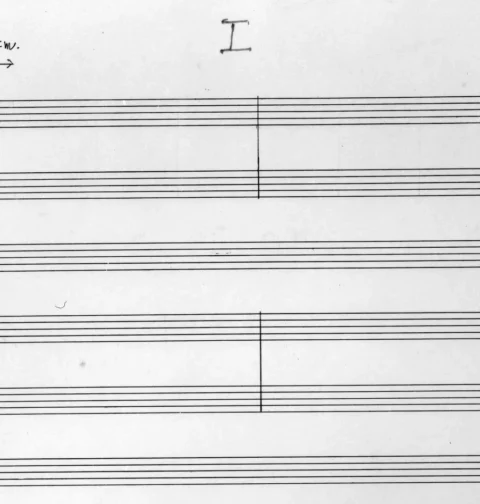 Primeira página da partitura da obra "4'33"" de John Cage, mostrando pautas musicais vazias
